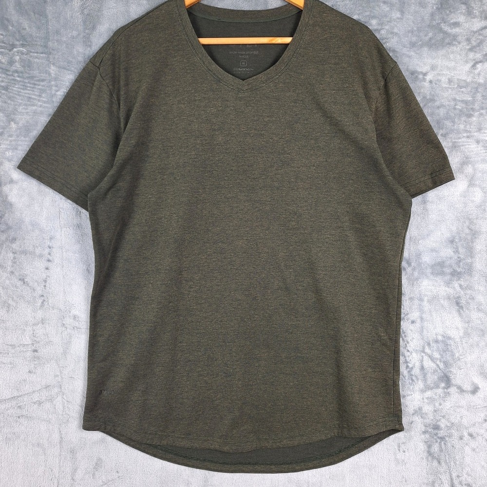 Bylt Shirt Mens XL Green Snow Wash Drop Cut V-Neck Athletic Performance Casual